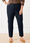 Talbots Plus Exclusive  Chatham Fly Front Ankle Pants - Solid - Blue - 18
