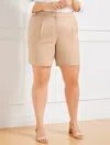 Talbots Plus Petite - Plus Exclusive Textured Stretch Linen Pleated Shorts -7â - Cafe/ivory - 22  In Cafe,ivory