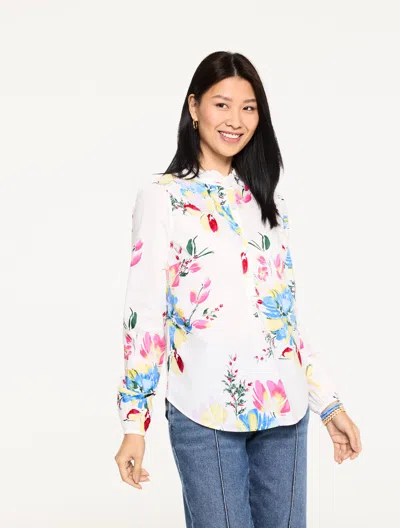 Talbots Plus Petite - Poetic Floral Popover Shirt - White - 3x - 100% Cotton