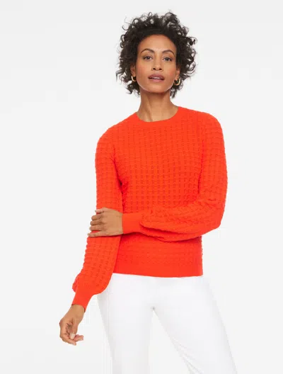 Talbots Plus Petite - Pointelle Crewneck Sweater Pullover - Dark Orange - 3x