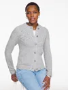 Talbots Plus Petite - Pointelle Mockneck Cardigan Sweater - Grey Sky Heather - 3x  In Gray