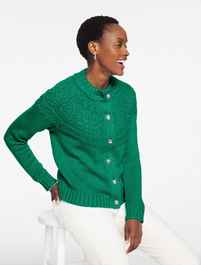 Talbots Plus Petite - Pointelle Mockneck Cardigan Sweater - Lush Green - 3x