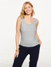 Talbots Plus Petite - Pointelle Scoop Neck Tank Top - Grey Sky Heather - 1x  In Gray