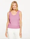 Talbots Plus Petite - Pointelle Scoop Neck Tank Top - Pink Lavender - 3x  In Purple