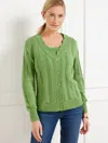 Talbots Plus Petite - Pointelle Stitch Cardigan Sweater - Green Fern - 1x