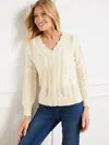 Talbots Plus Petite - Pointelle Stitch Cardigan Sweater - Ivory - 1x  In White