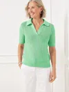 Talbots Plus Petite - Pointelle Stitch Polo Sweater - Neptune Green - 2x  In Neptune Green