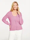 Talbots Plus Petite - Pointelle V-neck Cardigan Sweater - Pink Lavender - 2x