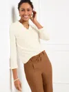 Talbots Plus Petite - Pointelle V-neck Pullover Sweater - Ivory - 3x  In White