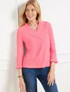 Talbots Plus Petite - Pointelle V-neck Pullover Sweater - Light Azalea Heather - X