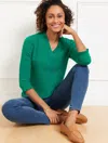 Talbots Plus Petite - Pointelle V-neck Pullover Sweater - Lush Green Heather - 2x