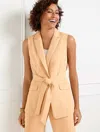 Talbots Plus Petite - Polished Crepe Tie Waist Vest - Regent Taupe - 16