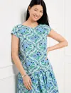 Talbots Plus Petite - Poplin Bateau Neck Top - Exquisite Floral - Blue Ice  In Blue Ice