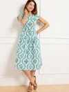 Talbots Plus Petite - Poplin Midi Dress - Flowing Floral - Blue Ice/heritage Green - 16 - 100% Cotton Talbot In Blue Ice,heritage Green