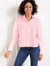 Talbots Plus Petite - Poplin Short Shirt - Blooming Stripe - White/pink Rosette - 3x  In White,pink Rosette