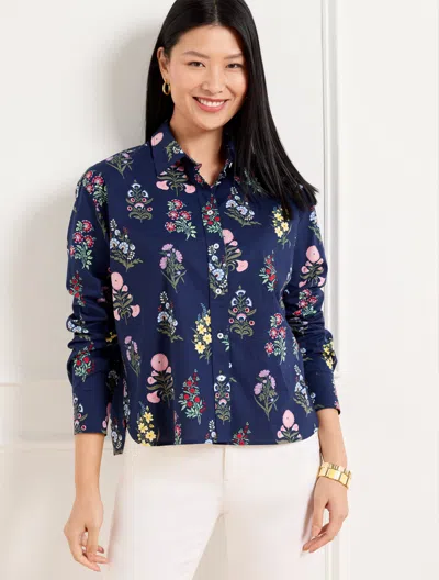 Talbots Plus Petite - Poplin Short Shirt - Floral Radiance - Ink - 1x - 100% Cotton