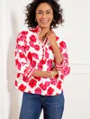 Talbots Misses - Poppy Floral Popover Shirt - White/red - Xl - 100% Cotton  In White,red