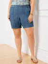 Talbots Plus Size - Pull-on Shorts - Chambray - 6â - 2x - 100% Cotton  In Chambray