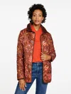 Talbots Plus Petite - Quilted Barn Jacket - Blooming Jacobean - Acorn Brown/autumn Orange - 2x  In Brown