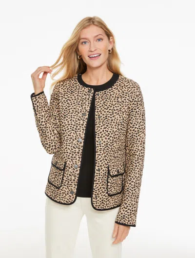 Talbots Plus Petite - Quilted Jacket - Tricolor Cheetah - Sesame - 1x - 100% Cotton  In Brown