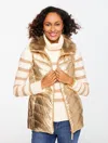 Talbots Plus Petite - Quilted Puffer Vest - Metallic - Gold/taupe - 1x  In Brown