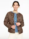 Talbots Plus Petite - Quilted Reversible Jacket - Allover Animal - Brown/black - 2x  In Multi