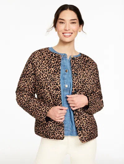 Talbots Plus Petite - Quilted Reversible Jacket - Allover Animal - Brown/black - 2x  In Multi