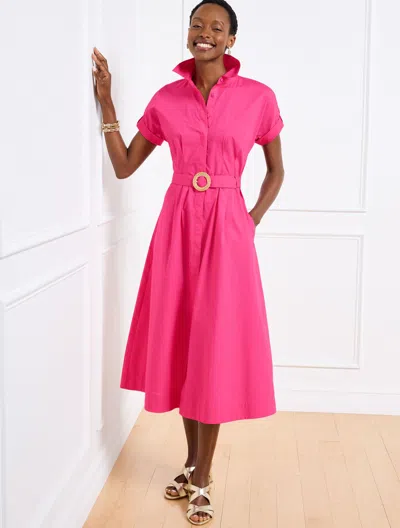 Talbots Misses - Raffia Buckle Poplin Shirtdress - Tropical Punch - 18 - 100% Cotton