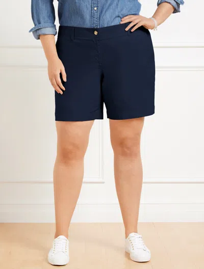 Talbots Plus Petite - Relaxed Chino Shorts - Blue - 22