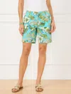 Talbots Plus Petite - Relaxed Chino Shorts - Gorgeous Botanical - Vivid Turquoise - 22