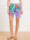 Talbots Plus Petite - Relaxed Chino Shorts - Paradise Foliage - White/hot Coral - 20  In White,hot Coral