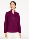 Talbots Plus Petite - Rhinestone Non-iron Popover Shirt - Pretty Plum - 1x  In Burgundy