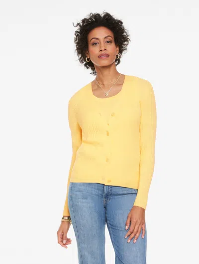 Talbots Plus Petite - Ribbed Cardigan Sweater - Daisy - 2x  In Yellow
