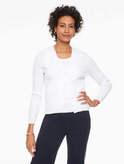 Talbots Plus Petite - Ribbed Cardigan Sweater - White - 2x