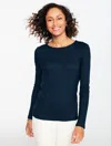 Talbots Plus Petite - Ribbed Crewneck T-shirt - Blue - 3x