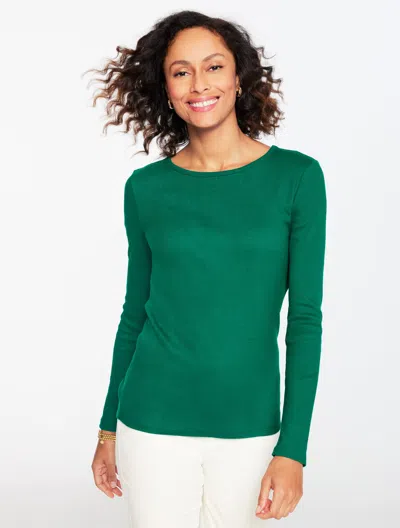 Talbots Plus Petite - Ribbed Crewneck T-shirt - Lush Green - 3x