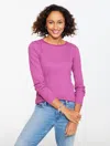 Talbots Plus Petite - Ribbed Crewneck T-shirt - Twinkle Stripe - Sugarplum/silver - 3x  In Purple