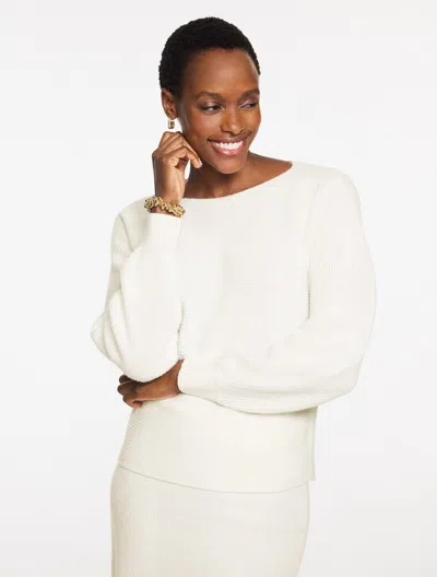 Talbots Plus Petite - Ribbed Dolman Sleeve Sweater - Ivory - 3x  In White