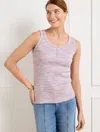Talbots Plus Petite - Ribbed Henley Tank Top - Space Dye - Lavender - 3x