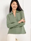 Talbots Plus Petite - Ribbed Johnny Collar Pullover Sweater - Spring Moss - 3x