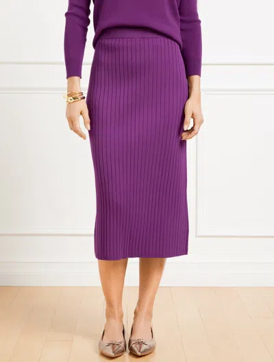 Talbots Plus Petite - Ribbed Midi Skirt - Mulberry Wine - 2x