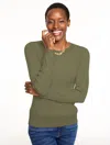 Talbots Plus Petite - Ribbed Pointelle Crewneck Sweater - Burnt Olive - 1x  In Brown