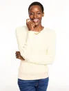 Talbots Plus Petite - Ribbed Pointelle Crewneck Sweater - Ivory - 3x  In White