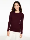 Talbots Plus Petite - Ribbed Pointelle Crewneck Sweater - Rich Burgundy - X