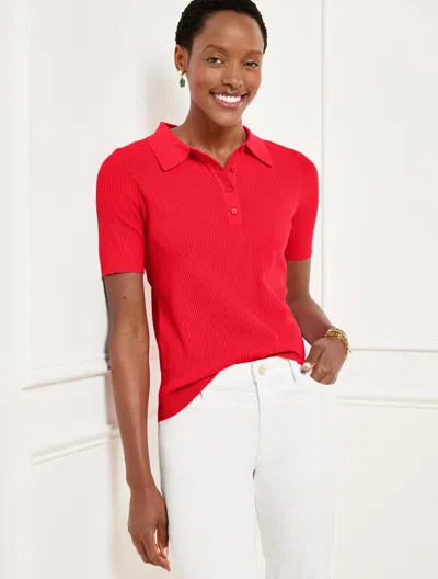 Talbots Plus Petite - Ribbed Polo Sweater - Red Pepper - 2x  In Red Pepper