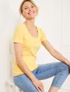 Talbots Plus Petite - Ribbed Scoop Neck T-shirt - Cornsilk - 1x