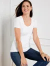 Talbots Ribbed Scoop Neck T-shirt - White - 3x