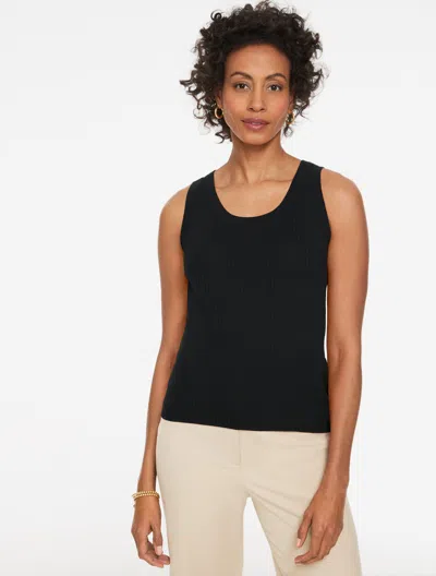 Talbots Plus Petite - Ribbed Scoop Neck Tank Top - Black - 1x
