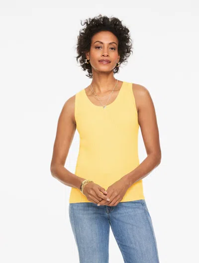 Talbots Plus Petite - Ribbed Scoop Neck Tank Top - Daisy - 2x  In Yellow