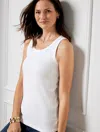 Talbots Plus Size - Ribbed Sleeveless Tank Top - White - X